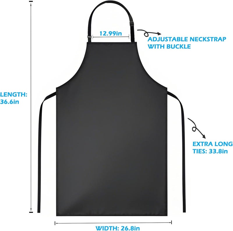 juningxin Store Waterproof Rubber Vinyl Apron 40 Inch Heavy Duty Adjustable Bib for Men Women Kitchen Cooking Lab Dishwashing Black - Image 3